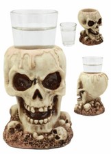 Gothic Ossuary Graveyard Melting Skull Shot Glass Holder Figurine 5