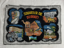 SOUVENIR DE DJIBOUTI - SOUTH AFRICA - HAND PAINTED VELVET SOUVENIR PICTURE VTG picture