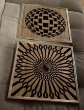 Two Vintage Optical Art Mirrors MCM Space Age Decor Retro picture
