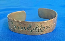 Antique Navajo Ingot Copper Cuff Bracelet with Early Hand-Stamped c. 1900-1920 picture
