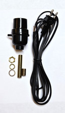 Table Lamp Wiring Kit with Push Thru Socket & Black Lamp Cord NEW 591B picture