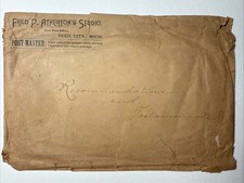 Reed City Michigan c.1900 Fred P. Atherton’s Studio Photography vtg Envelope picture