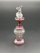 Egyptian Blown Glass Perfume Bottle Purple and Gold 3” picture