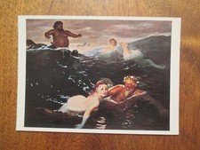 Art Postcard Arnold Bocklin Play of the waves around Continental Sized picture