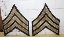 PAIR WW II U.S. ARMY & USAAF SERGEANT GOLD EMBROIDERED SLEEVE CHEVRONS ON TWILL picture