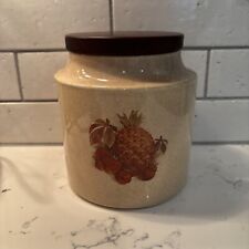 Vintage MCM Hyalyn USA Canister W/ Lid Pinneapple Strawberry Cottage Core picture
