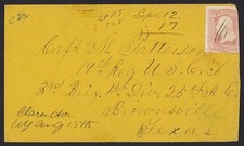 Brownsville Texas Capt M Patterson 19th Reg USCT Civil War Envelope 1860s picture