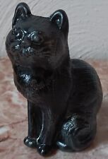 Solid Glass Sitting Cat Kitty Kitten Airbrushed Black - USA picture