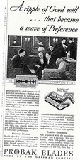 Vintage Print Ad Probak Blades, made by Gaisman Process, 1931. 5 x 10.5. picture