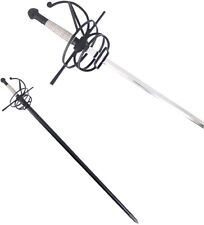 Black Wire Wrapped Handle Rapier Spiral Sword with Matching Scabbard picture