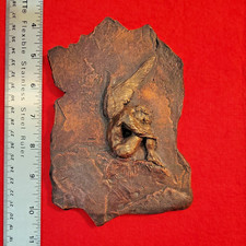 Signed Fallen Angel Wall Plaque Bas Relief Bronze Finish Sculpture  5x7