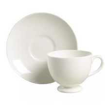 Wedgwood White Bone China Leigh Shaped Footed Cup & Saucer Made in England New picture