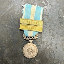 Original 1960s French Outre D’mer Colonial Medal W Two Clasps Chad Lebanon picture