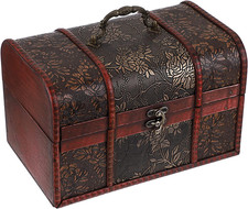 Vintage Treasure Chest Box, Wooden Pirate Keepsakes Box, Large picture