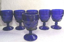 Viking Georgian Cobalt Blue Set of 6 Vintage Water Goblet 3 1/2