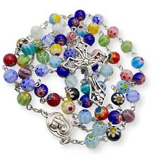 Murano Glass Beads Millefiori Rosary Necklace Colorful Beaded Women Men Rosario picture