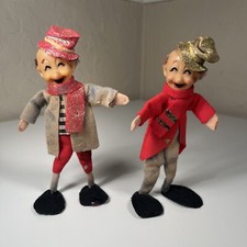 Hobo Men Pair Mid Century Vintage Christmas Figures Bendable Rubber Face 6