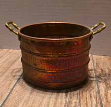 Vintage Copper Pot with Side Handles Decorative Kitchen Cookware picture