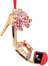 Shoe Ornaments Pink Flower Rhinestone High Heel Shoe Ornament picture