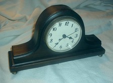 Small Wooden Mantle Clock Battery Quartz picture