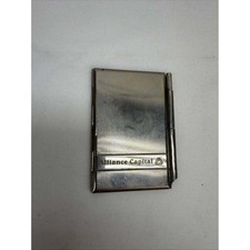 Vintage Alliance Capital Silver Tone Pinstripe Notepad Case & Pen Set Japan picture