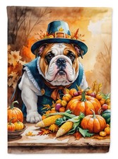 Caroline's Treasures English Bulldog Thanksgiving House Flag DAC8314CHF picture