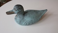 Vintage Cast Metal Duck Figurine W/ Applied Verdigris Patina 8.5 In picture