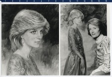 (2x) 1984 HRH Princess Diana Portrait Painting by June Mendoza Photograph picture