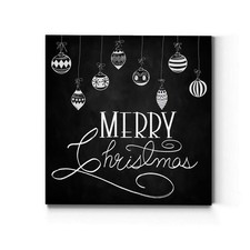 Renditions Gallery Merry Christmas Ornaments Canvas 24x24 Black & White picture