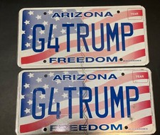 Trump 2016 Original Arizona Freedom License Plate G4TRUMP Never Installed picture