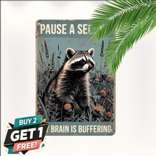 Funny Raccoon Hang In There Quote Metal Sign Retro Office Home Wall Plaque picture