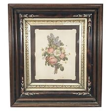 Antique Eastlake 1880's Recessed Hard Wood Frame Carved Flowers Deep  picture