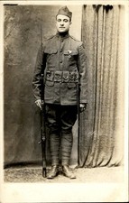 WWI soldier with rifle Studio  Military c1910s Real Photo Vintage Postcard bhn picture