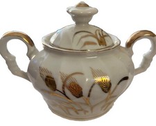 Lefton China Golden Wheat Sugar Bowl With Lid  picture