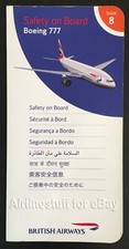 2005 BRITISH AIRWAYS Boeing 777-200 SAFETY CARD airlines UK United Kingdom picture