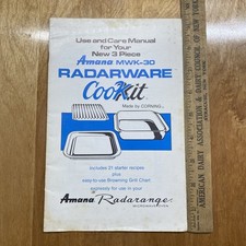 Vintage 1975 Amana MWK-30 Radarware CookIt Manual Corning Radarange picture