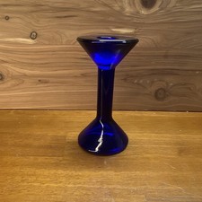 Vintage  90's Cobalt Blue Glass Candlestick Candle Holder picture