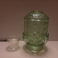 Vintage Large Green Chantilly Stars and Bars fairy lamp  base has chip. picture