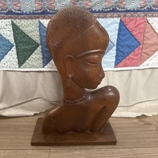 Vintage Mid Century Wood Carved Bust of African Women-? Karl & Franz Hagenauer ? picture