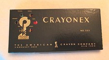 Vtg Prang Crayonex No 323 24 Crayons American Crayon Co Box Art Deco Unused NM picture