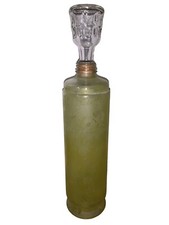 VINTAGE 13 INCH LIQUOR DECANTER / Frosted YELLOW WITH GLASS STOPPER BARWARE picture