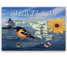 Maryland State Map and State Facts Postcard (E10) picture