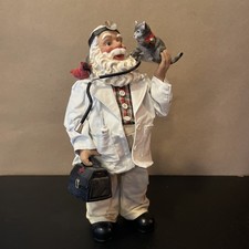 VTG 1990's Kurt Adler Fabriche Clothtique Veterinarian Santa w-Kitten-EXCELLENT picture