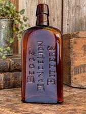 Scarce BEGGS’ DANDELION BITTERS Amber Glass Bottle Pre-1900 Strap Side Medicine picture