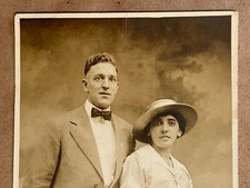 RPPC Atlantic City Lovely Couple New Jersey Antique Real Photo Postcard c1920 picture