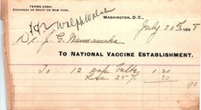 1895 National Vaccine Establishment billhead & vaccine terms picture