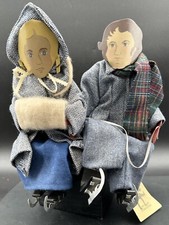 Vintage Edna Young Folk Art Shadow Dancer Ice Skater Pair Shelf Sitters picture
