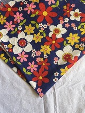 Vtg 1970s Groovy Mod Pop Art Floral Retro Fabric 42” Wide 2 Pieces picture