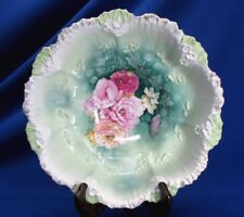 RS PRUSSIA BLOWN MOLD ICICLE MOLD ROSES BOWL 3.75