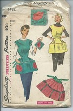 S 4492 sewing pattern 50's Cobbler Half APRONS Pot Holder *UNUSED Poppy TRANSFER picture